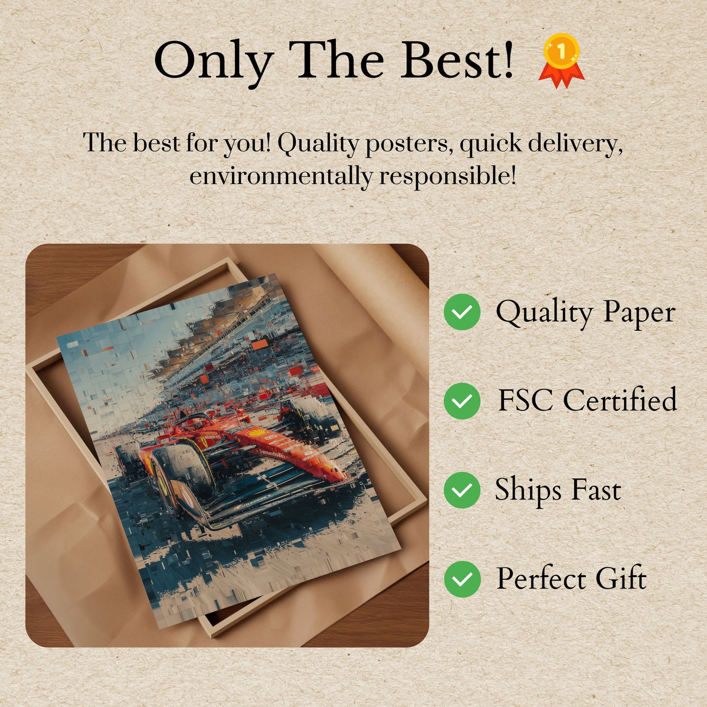 Velocity Pixelated Ferrari F1 Poster