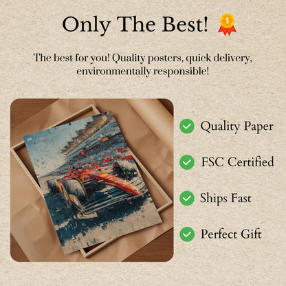 Velocity Pixelated Ferrari F1 Poster