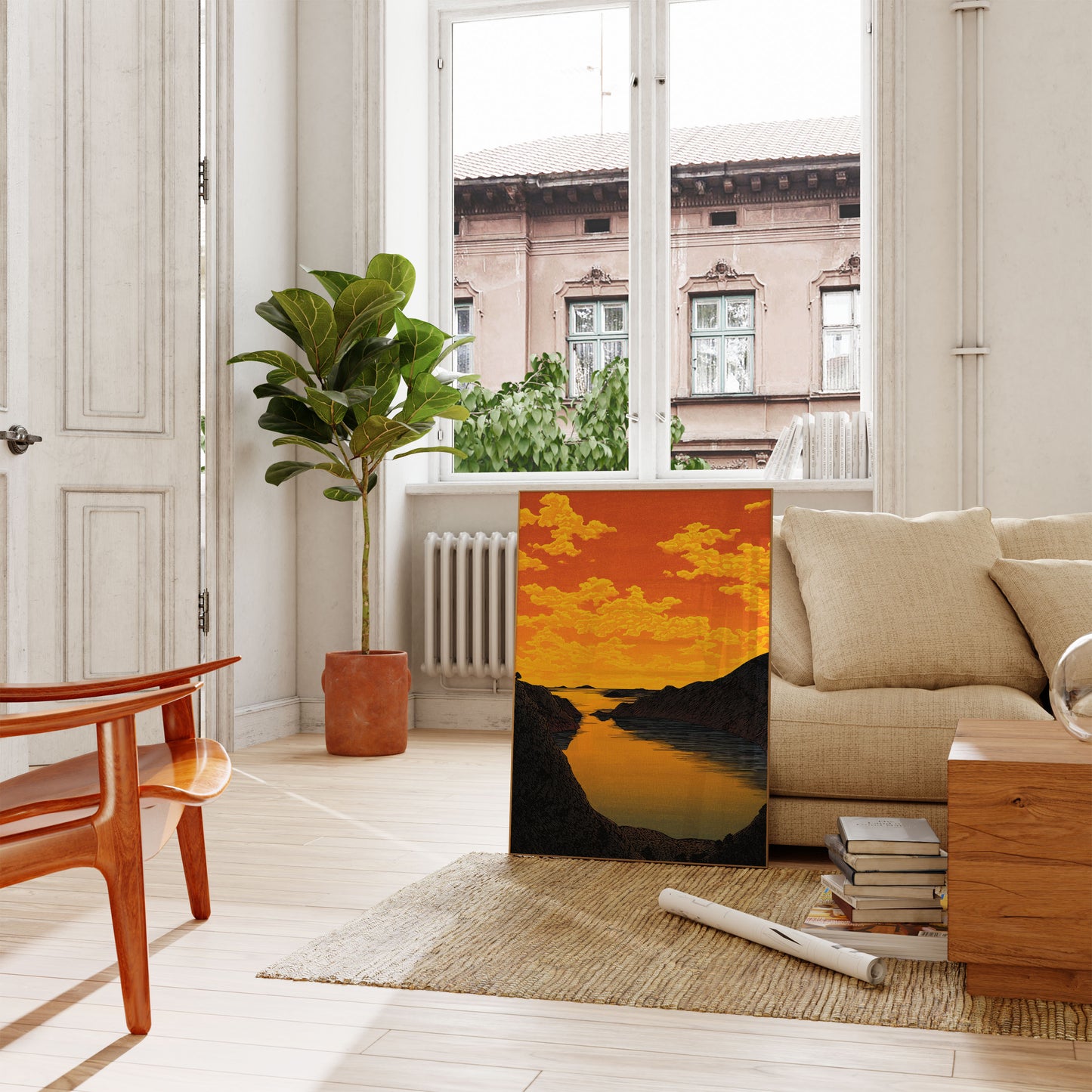 Golden Sunset Mountain Lake Poster