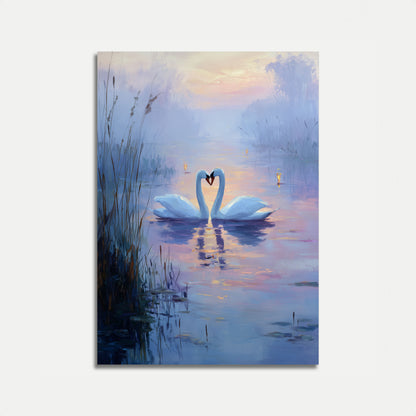 Swans in Misty Love Poster