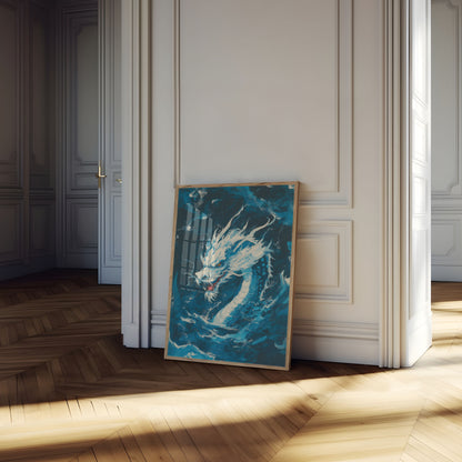 Majestueuze Draak in Golven Poster