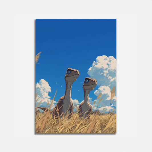 Póster de amigos dinosaurios curiosos