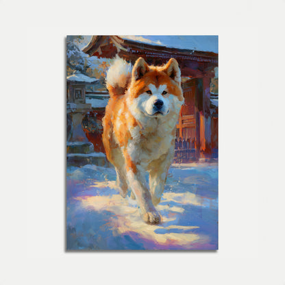 Majestic Winter Akita Dog Poster