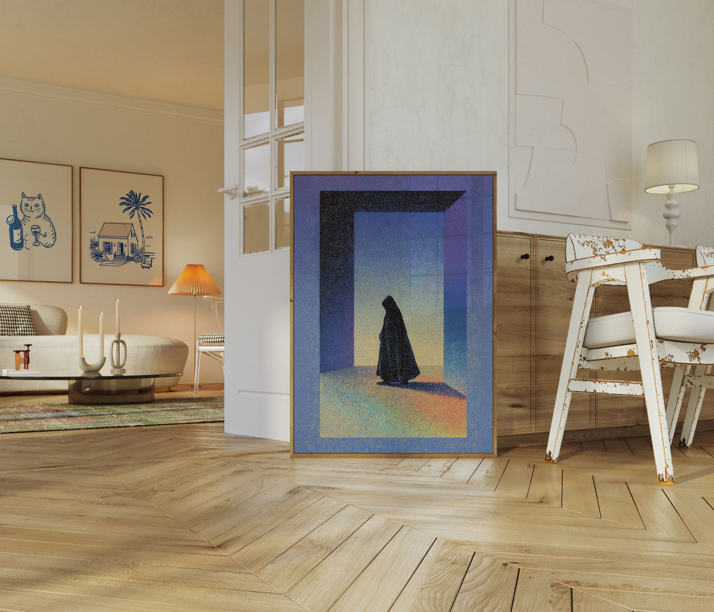 Cartel de la Puerta del Desierto con Figura Solitaria