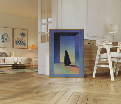 Cartel de la Puerta del Desierto con Figura Solitaria