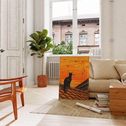 Tabby Kat Tagkant Solnedgang Plakat