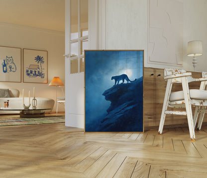 Luipaard onder maanlicht poster