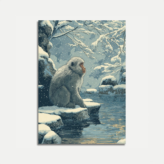 Snow Monkey Winter Contemplation Poster