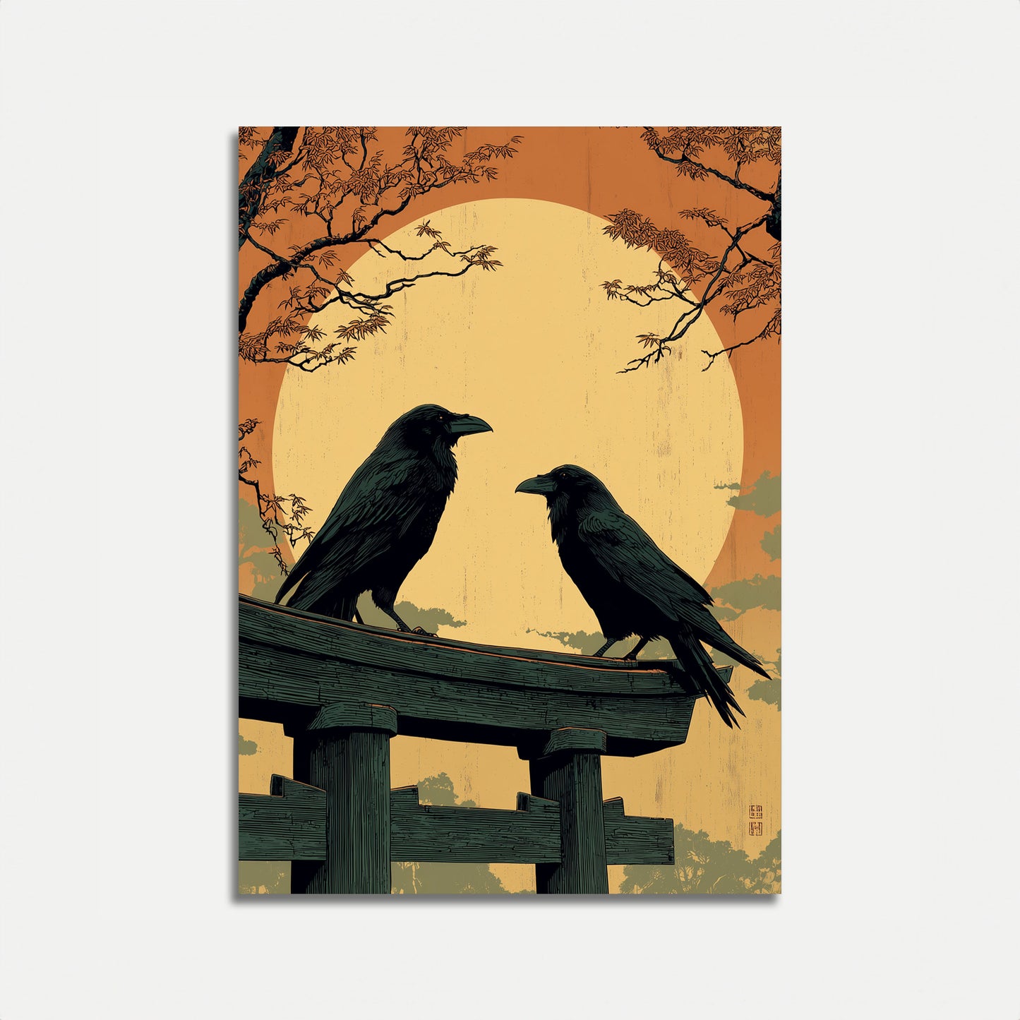 Affiche de la Lune Dorée aux Deux Corbeaux