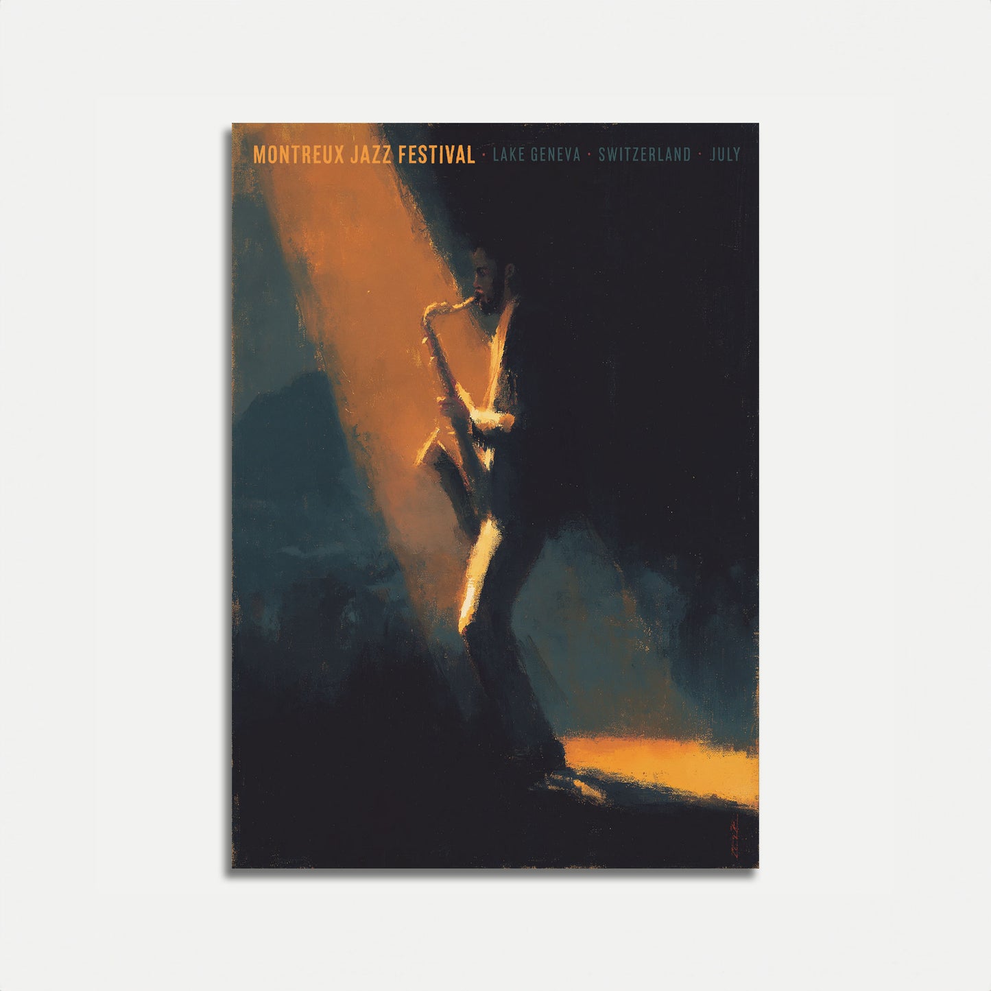 Jazz Saxophonist Golden Light Poster