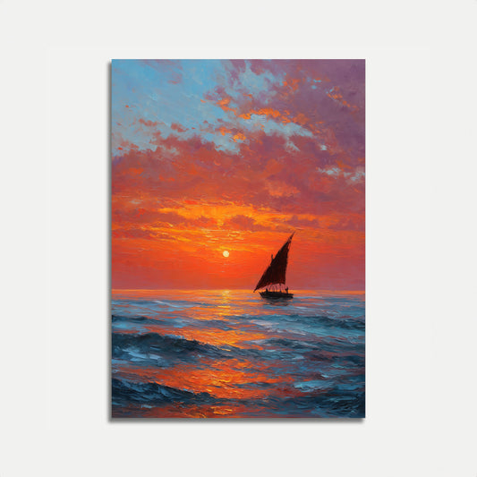 Poster Barca a Vela Tramonto Oceano