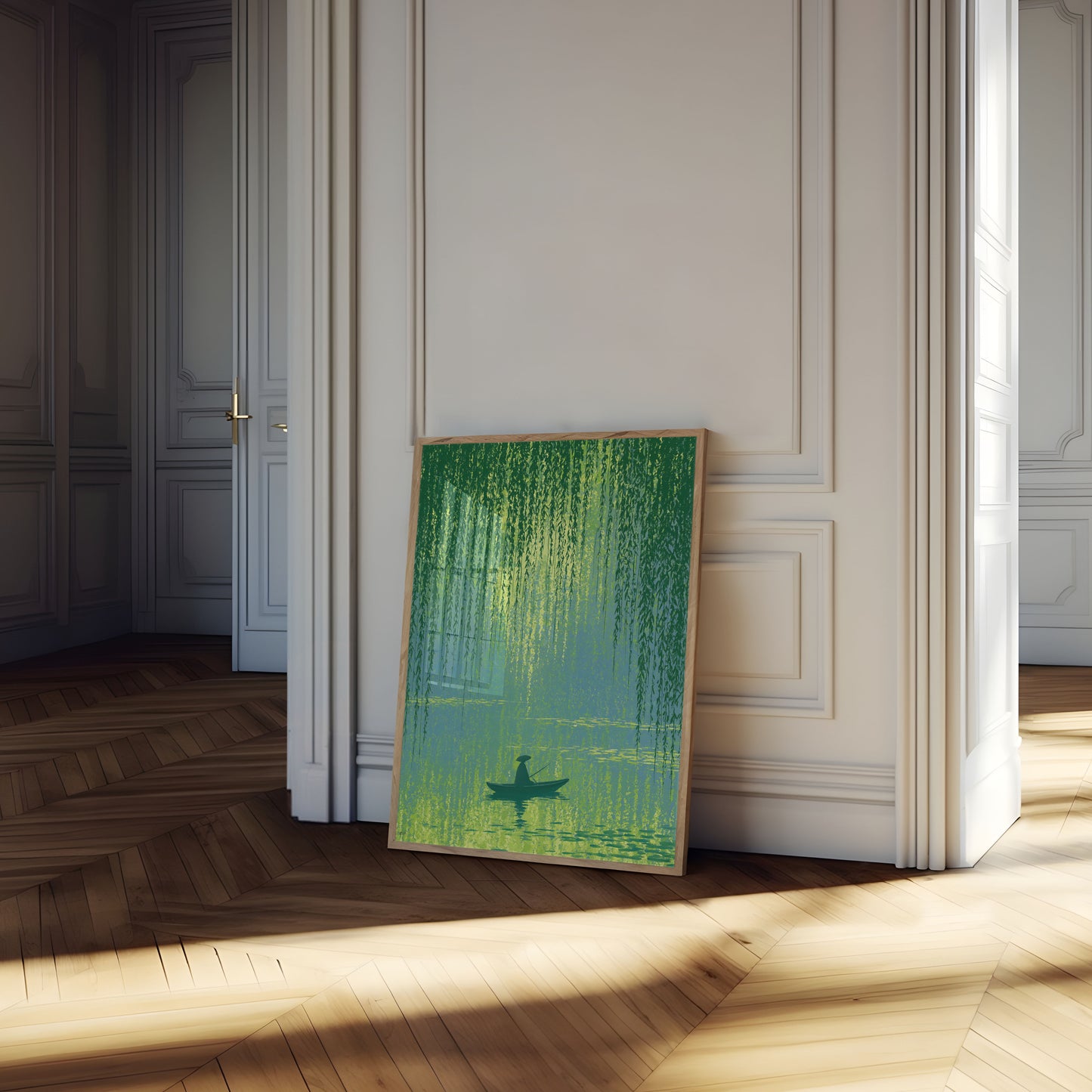 Weeping Willow Boat Tranquility Poster