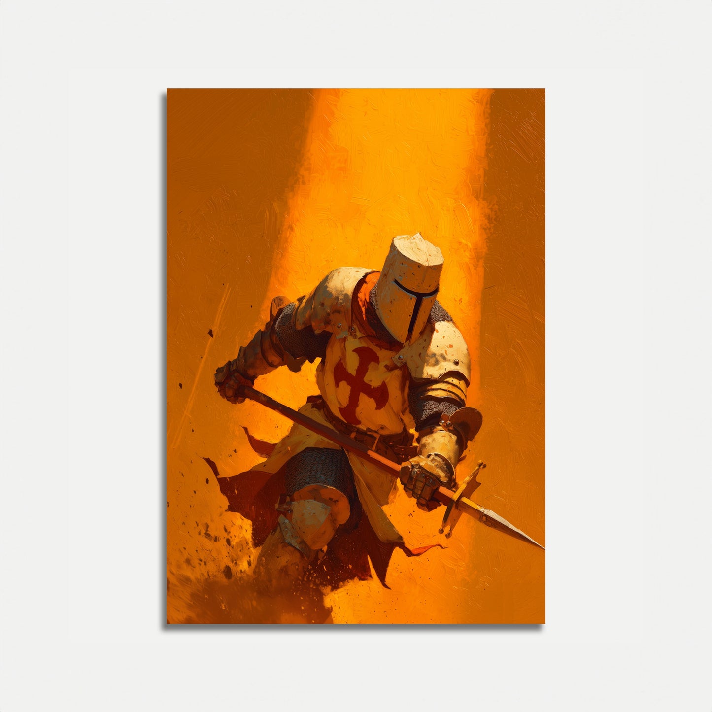 Medieval Knight in Flames Poster