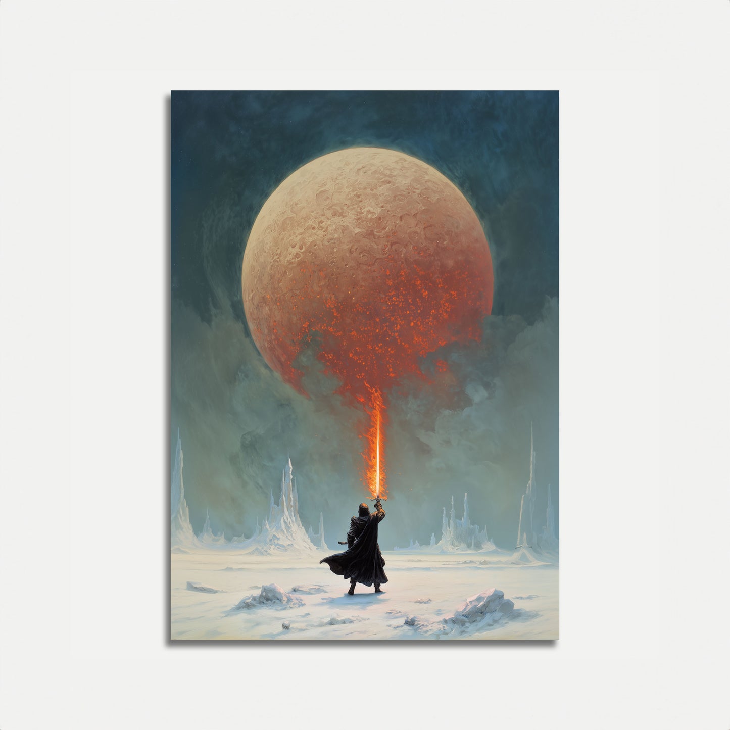Warrior Igniting the Crimson Moon Poster