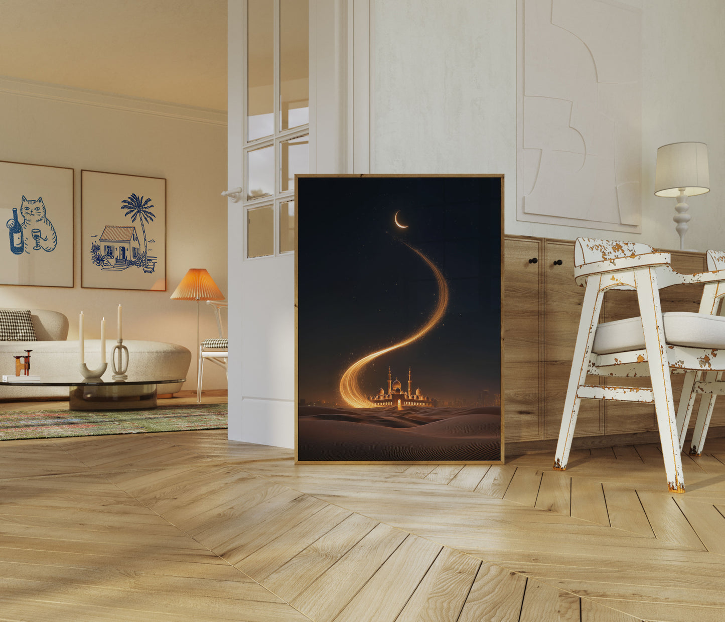 Mystical Desert Mosque Night Poster