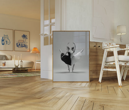 Sort og hvid ballet dansere plakat