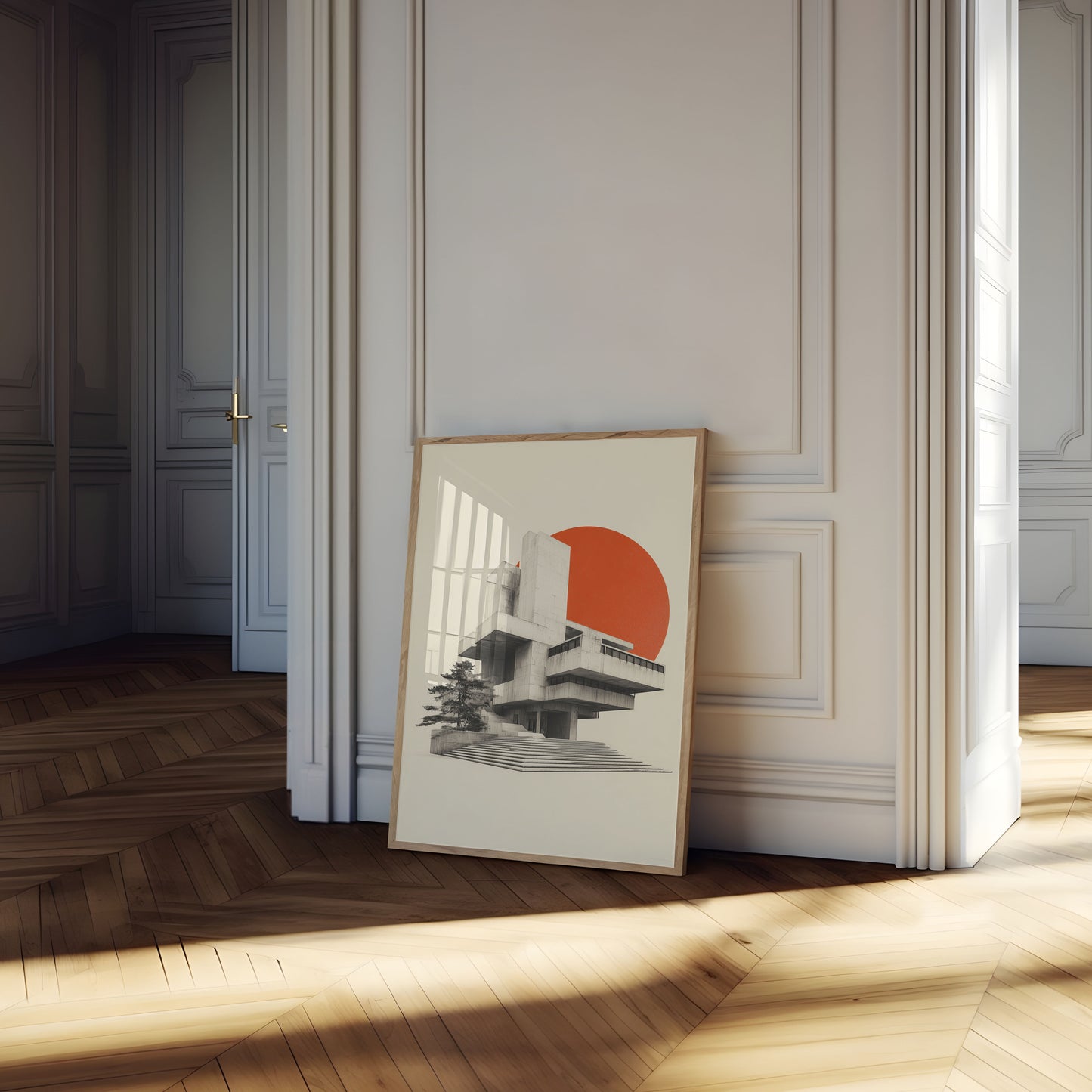 Brutalist Architecture Sunset Poster