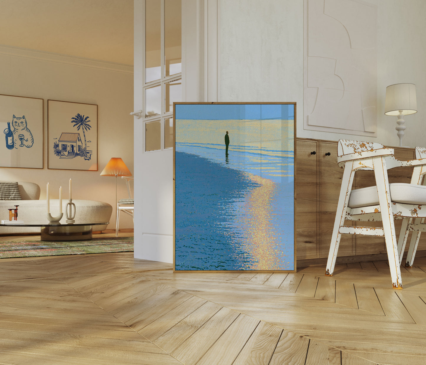Solitary Figure on Beach Poster