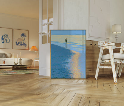 Solitary Figure on Beach Poster