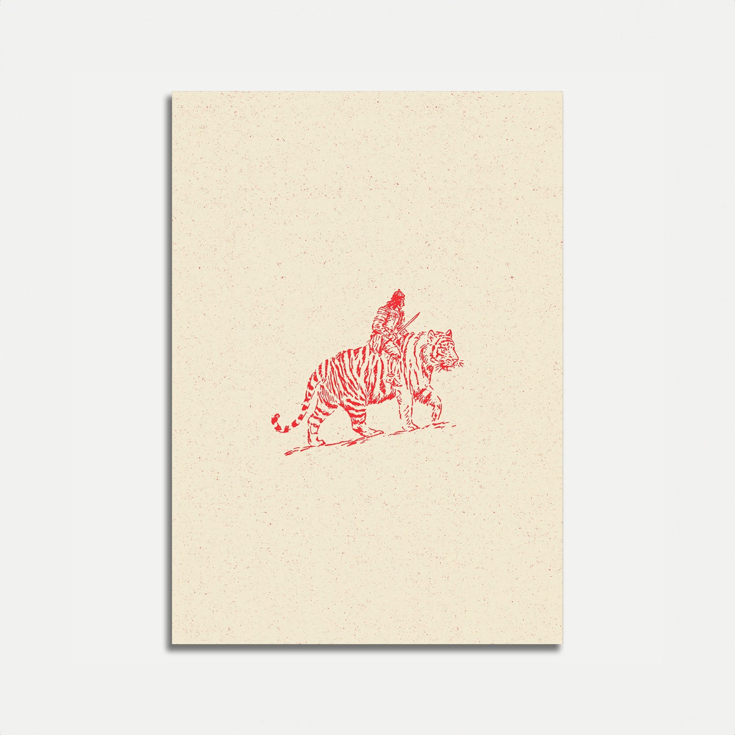 Warrior Riding Tiger Poster