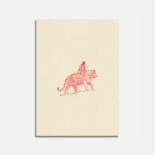 Warrior Riding Tiger Poster