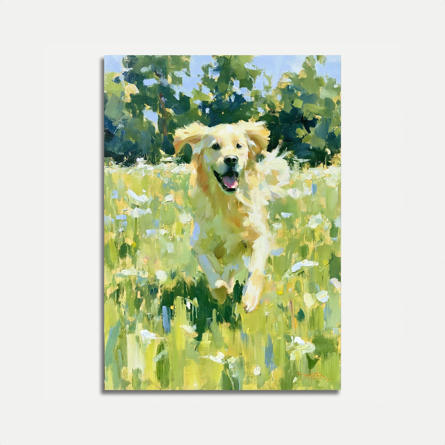 Golden Retriever in Wildflower Field Poster
