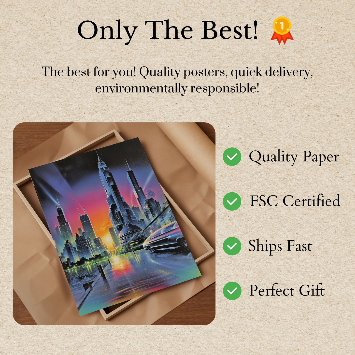 Futuristic Cityscape Night Poster