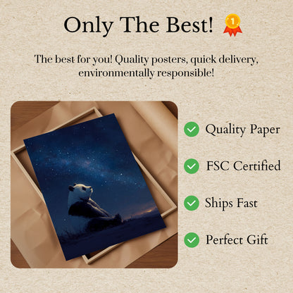 Stargazing Panda Night Poster