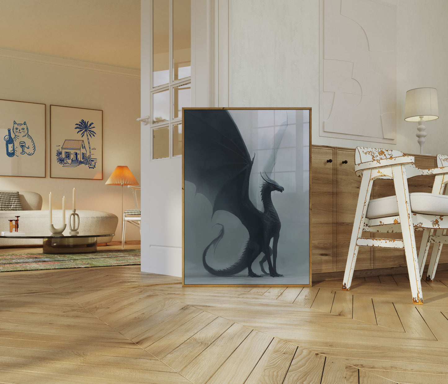 Póster del guardián del dragón de obsidiana