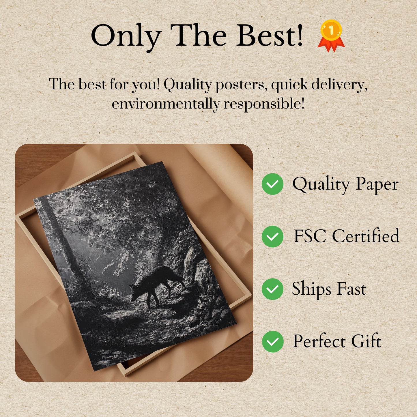 Misty Forest Wolf Poster