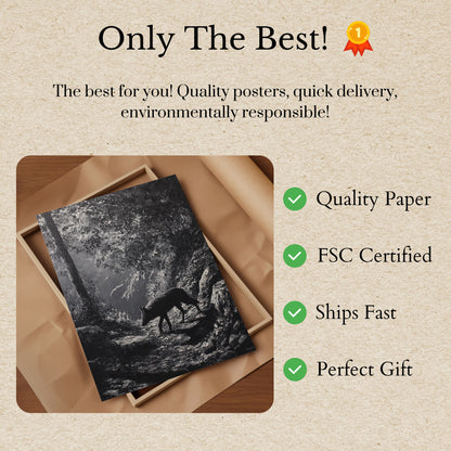 Misty Forest Wolf Poster