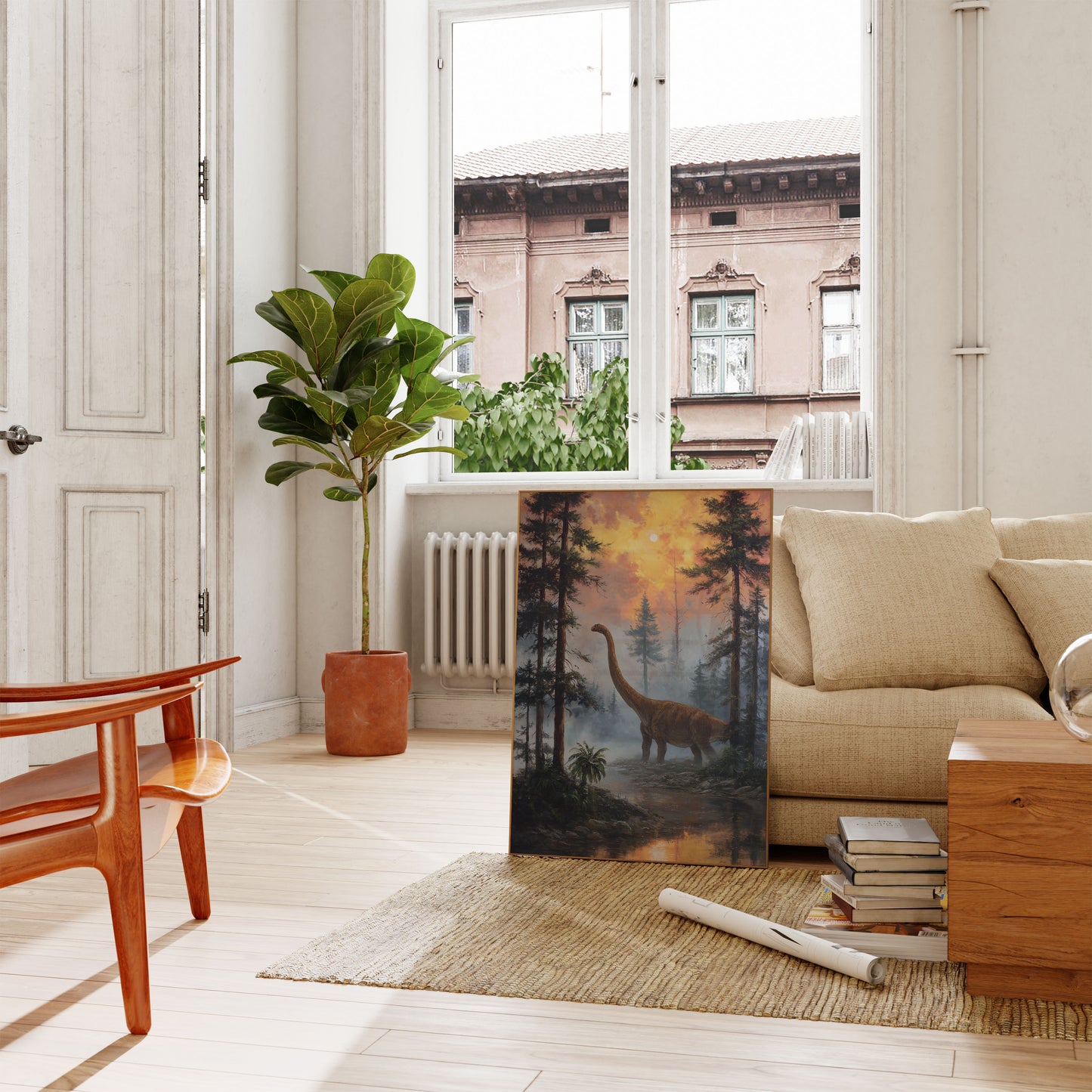 Prehistoric Forest Sunrise Poster