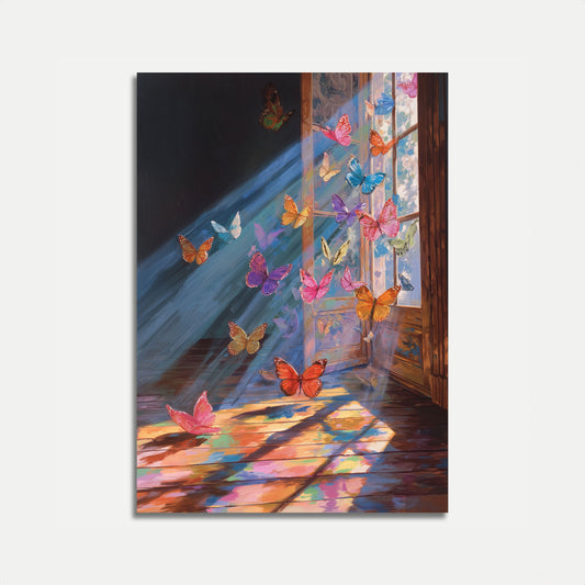 Póster de luz de baile de mariposas