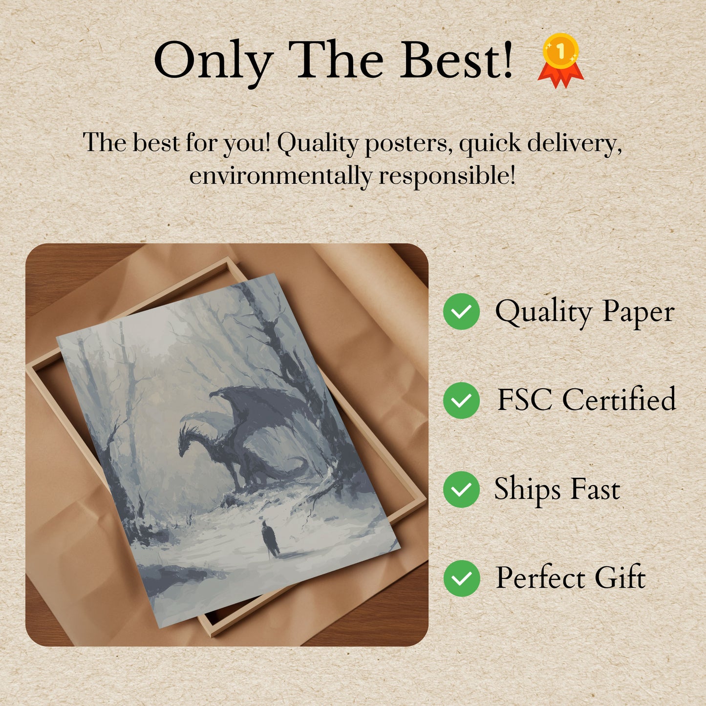 Mystical Dragons Winter Forest Poster