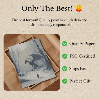 Mystical Dragons Winter Forest Poster