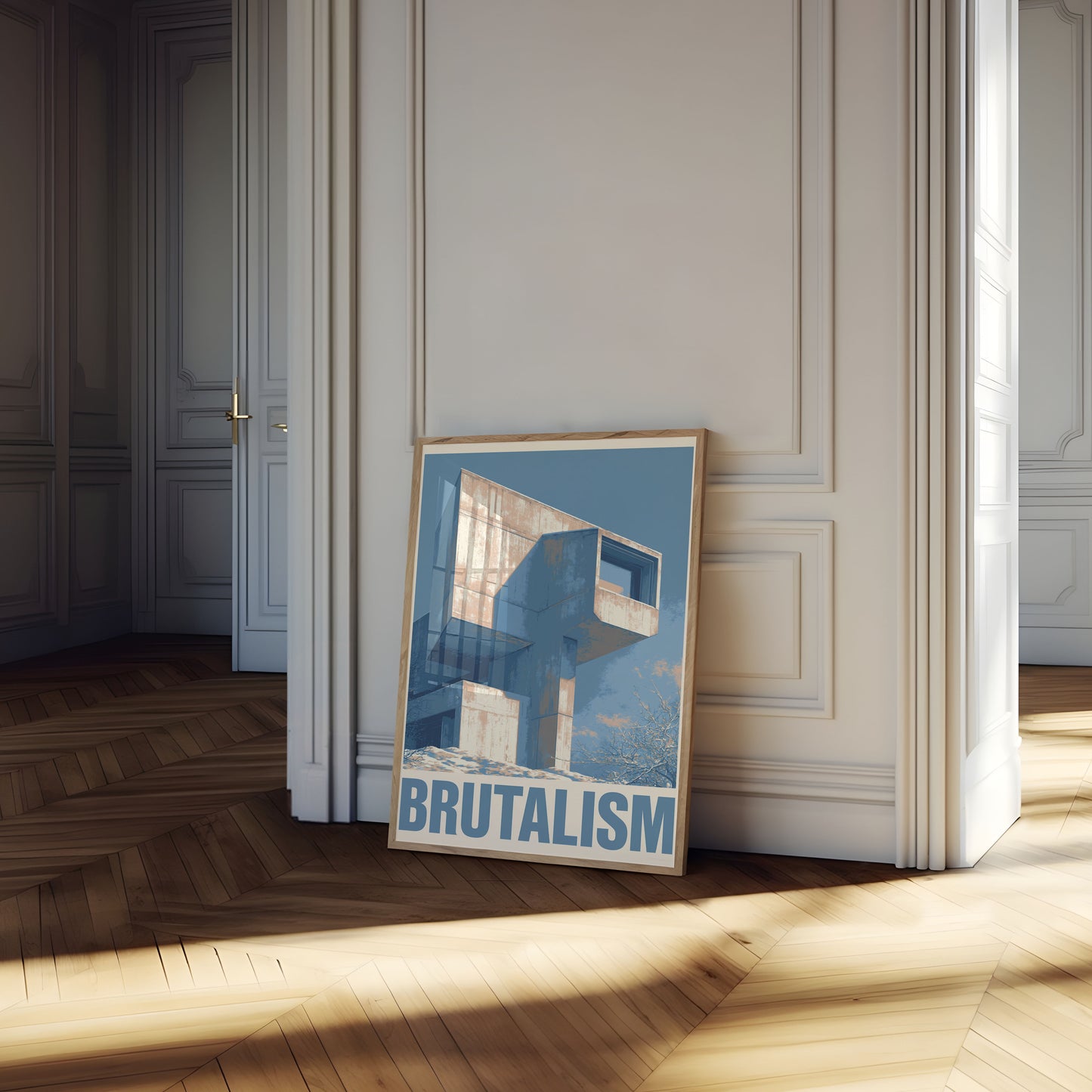 Brutalistische Betonarchitekturplakat