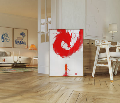 Crimson Dragon Warrior Poster