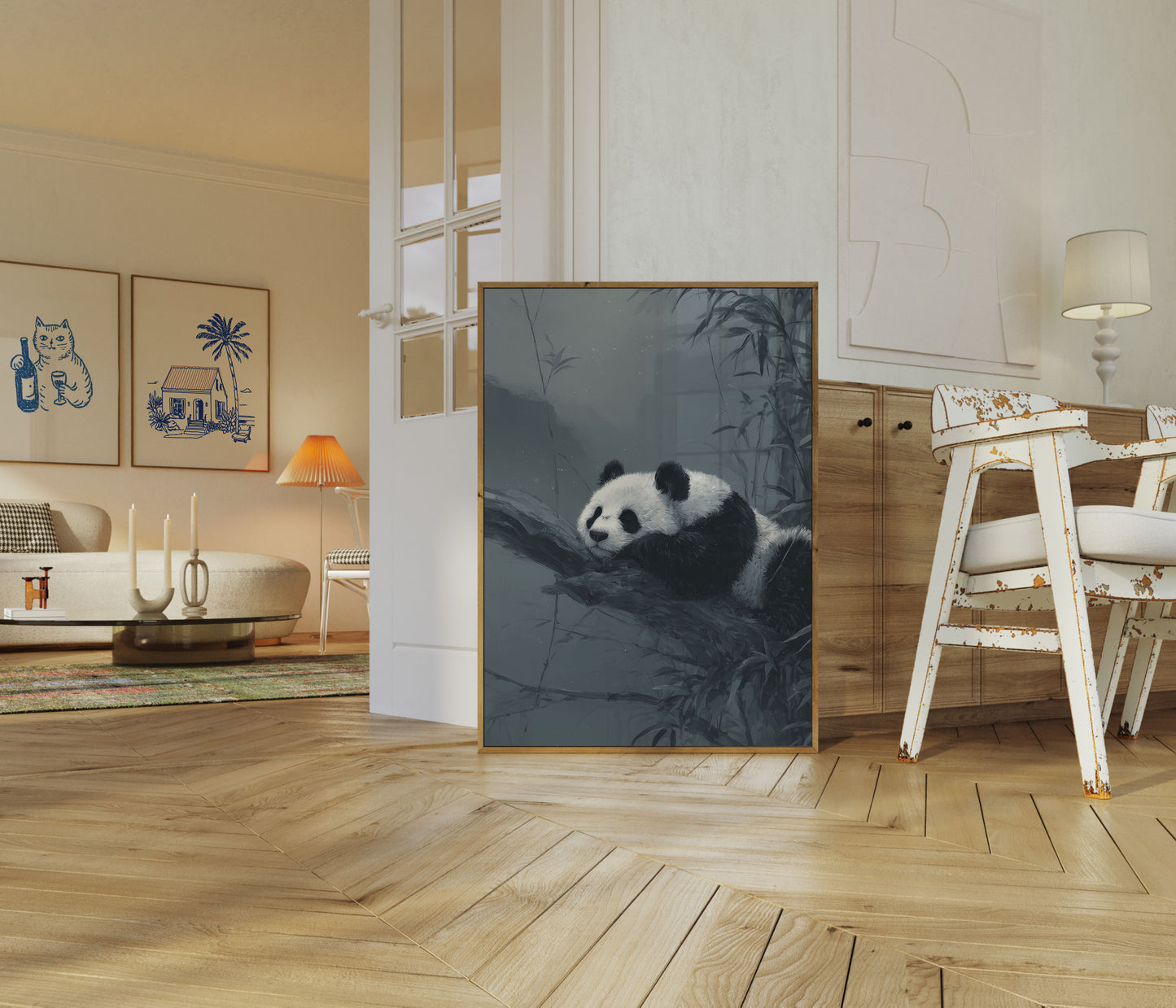 Sleepy Panda Bamboo Forest Poster