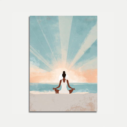 Póster de meditación en el océano sereno