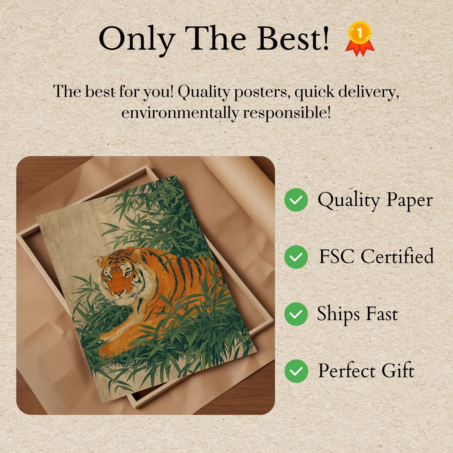 Tiger in Bamboo Forest Poster