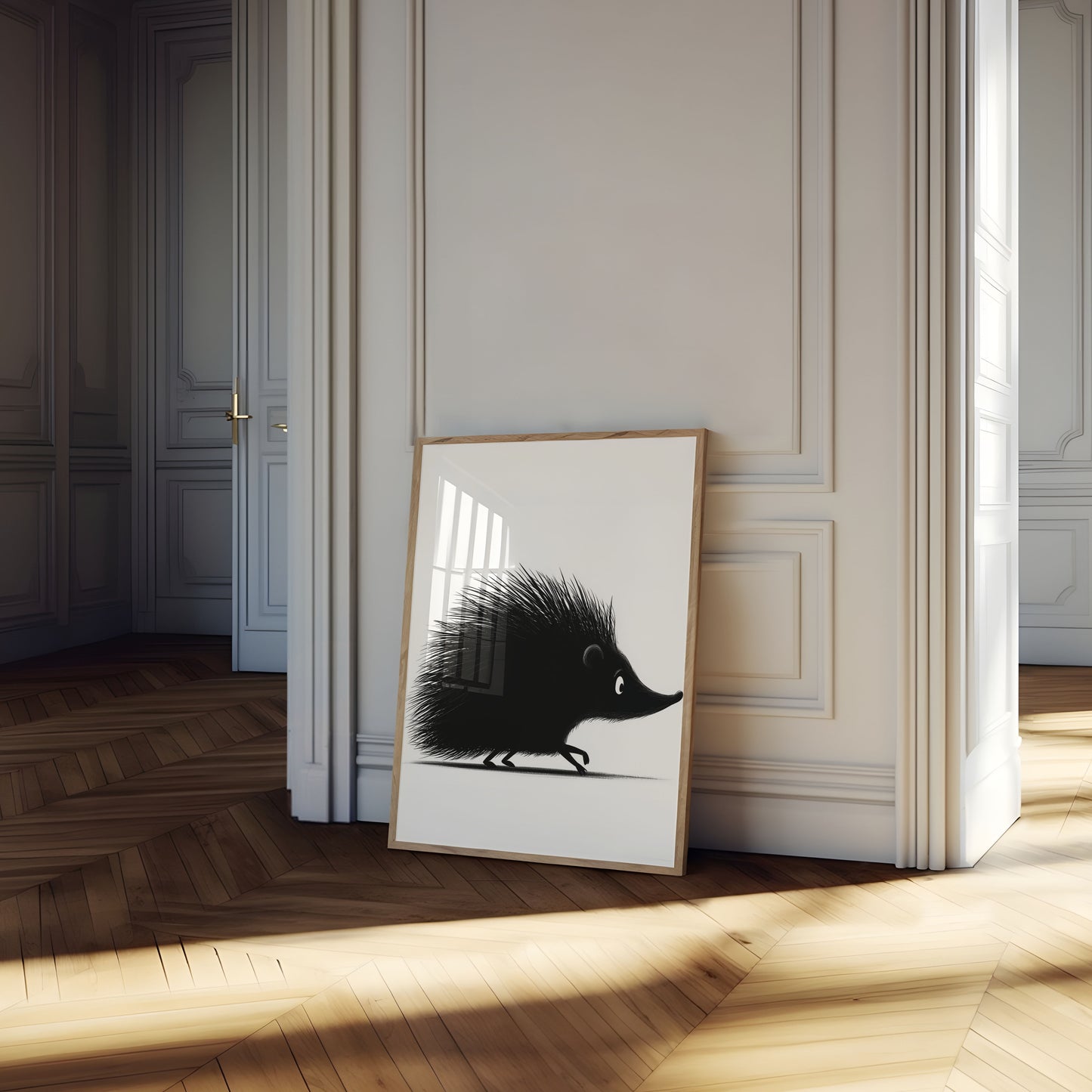 Poster Stekelige Silhouet Zwarte Egel