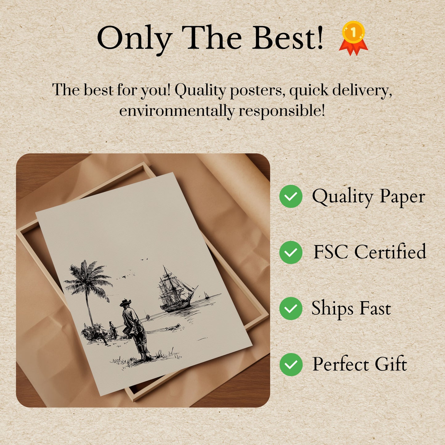 Lone Pirate Coastal Scene Poster