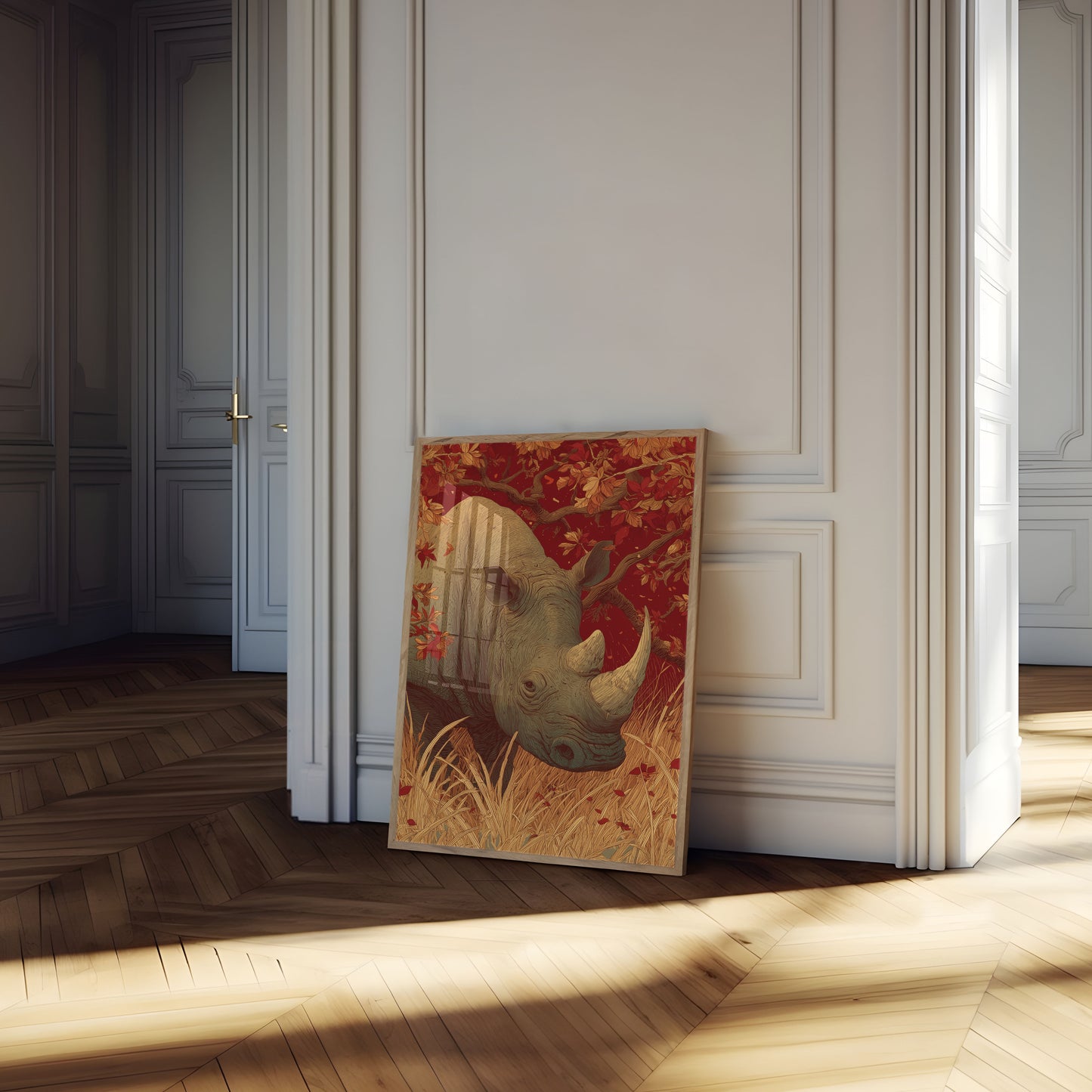 Autumn Rhino Wildlife Poster