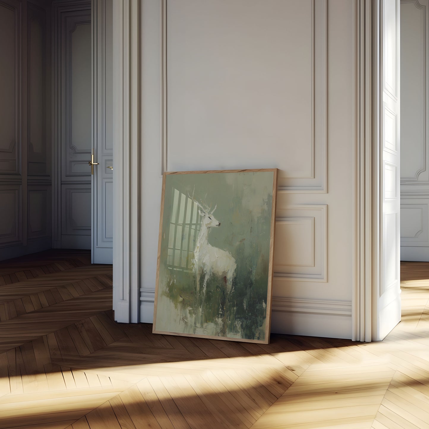 Ethereal White Stag Poster