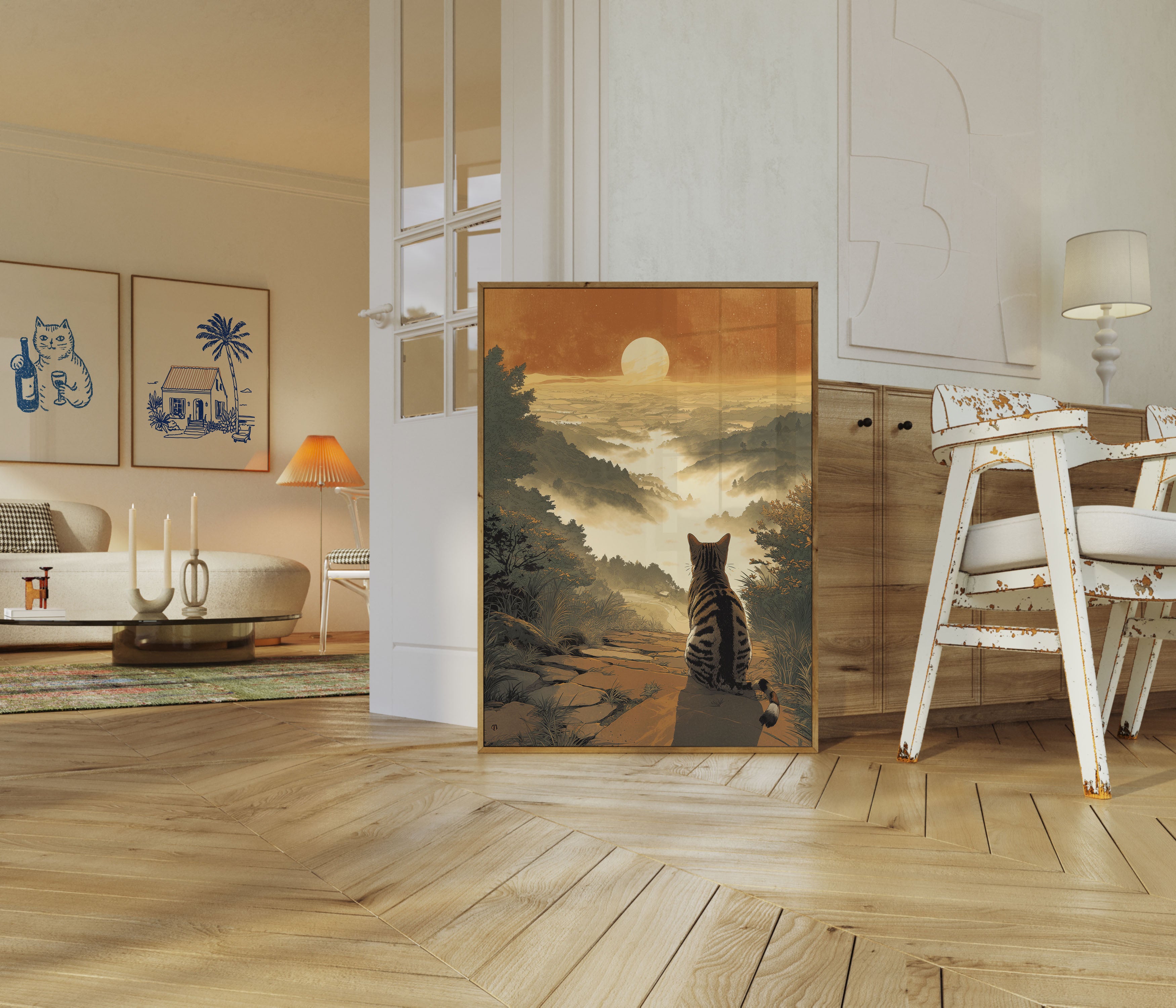 Tiger Sunset Poster - Golden Landscape Wildlife Art – Artisout