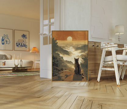 Tiger Watching the Golden Sunset Poster