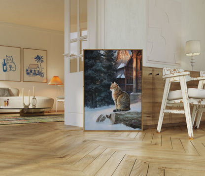 Tabby Cat in Winter Castle Poster