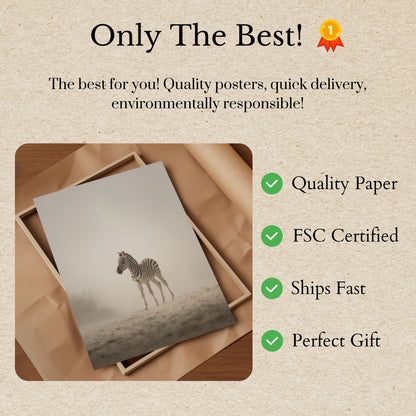 Solitary Zebra Desert Poster