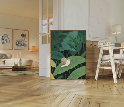 Plakat Ślimak Ogrodowy na Liściu