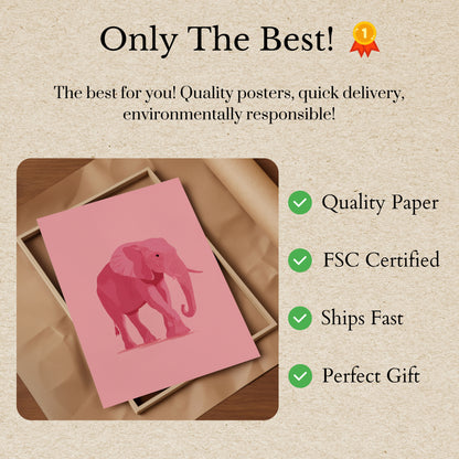 Pink Elephant Minimalist Poster